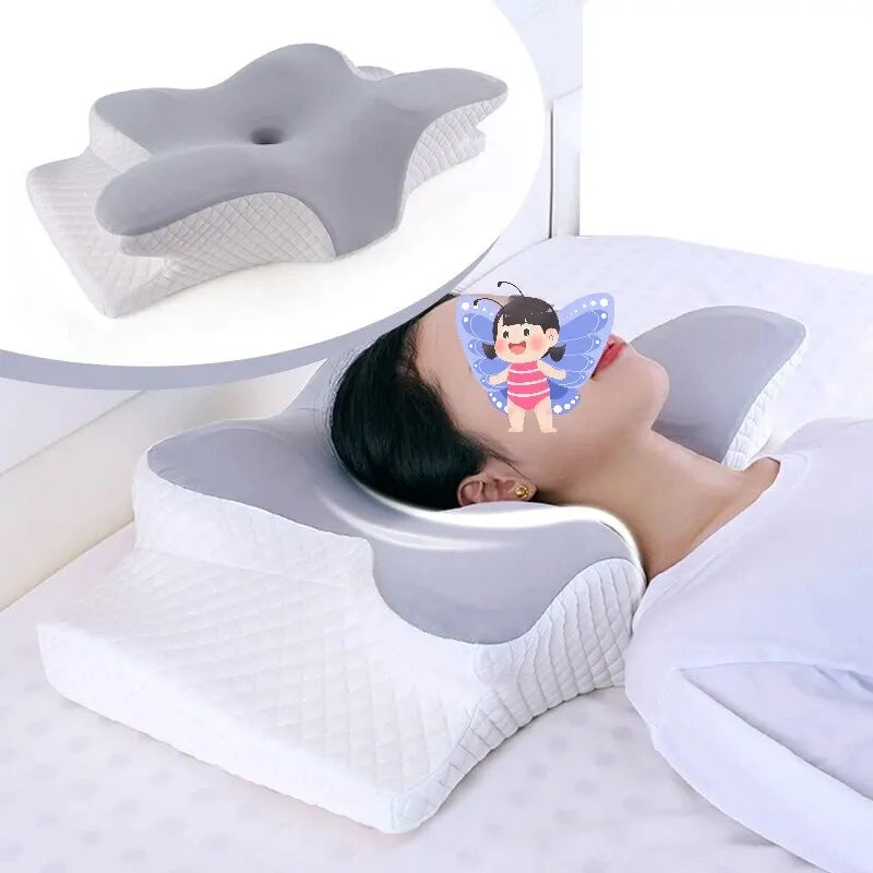 New Memory Foam Pillows Butterfly Shape Relaxing Cervical Slow Rebound Neck Pillow Pain Relief Sleeping Orthopedic Pillow Beding