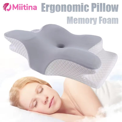 1Pc Memory Foam Cervical Pillow, 2 in 1 Ergonomic Contour Orthopedic Pillow for Neck Pain Support Pillows Pillowcase Replacement