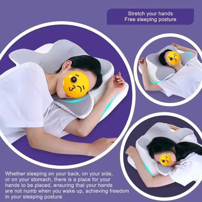 New Memory Foam Pillows Butterfly Shape Relaxing Cervical Slow Rebound Neck Pillow Pain Relief Sleeping Orthopedic Pillow Beding