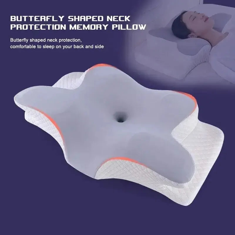 New Memory Foam Pillows Butterfly Shape Relaxing Cervical Slow Rebound Neck Pillow Pain Relief Sleeping Orthopedic Pillow Beding