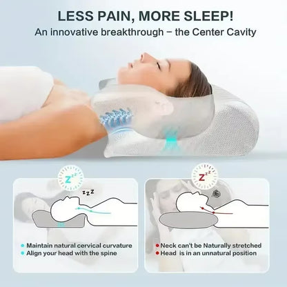 1Pc Memory Foam Cervical Pillow, 2 in 1 Ergonomic Contour Orthopedic Pillow for Neck Pain Support Pillows Pillowcase Replacement